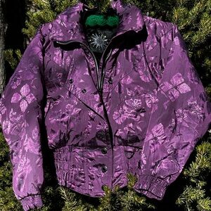 Purple Ski Havoc Jacket with Unique Design Purple Flowers